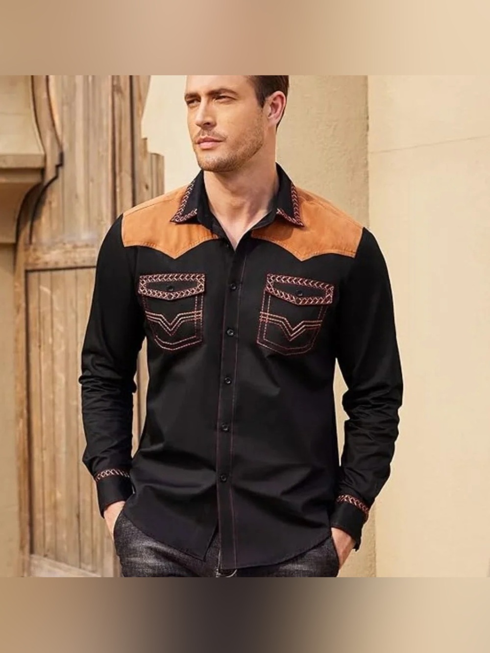 Men’s Black Western Shirt